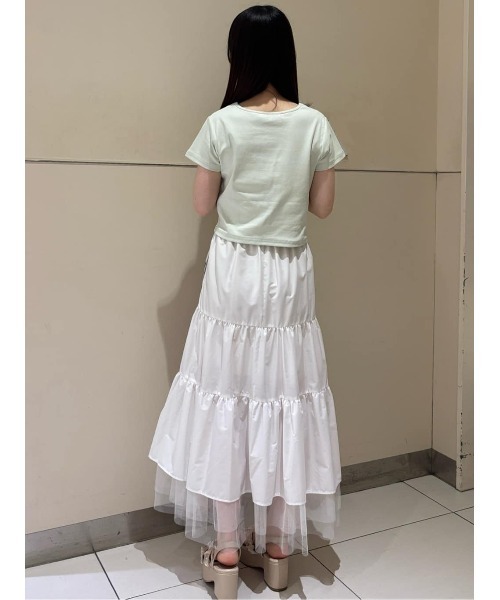 REDYAZEL(レディアゼル)の「カリグラフィーロゴエンブロイダリークロップドTシャツ(Tシャツ/カットソー・レディース・ブラック/ホワイト/ベージュ/ミント・FREE)」の6枚目の写真