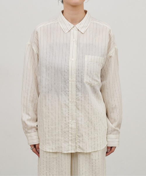 LARUTA（ラルータ）の「【LARUTA】［WEB限定］ダブルストライプシャツ（シャツ/ブラウス・レディース・イエロー/ブラウン/オフホワイト・MEDIUM）」の6枚目の写真