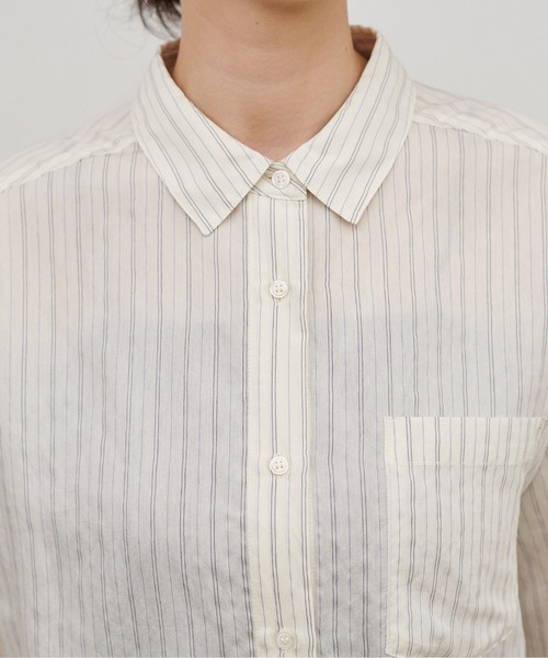 LARUTA（ラルータ）の「【LARUTA】［WEB限定］ダブルストライプシャツ（シャツ/ブラウス・レディース・イエロー/ブラウン/オフホワイト・MEDIUM）」の9枚目の写真
