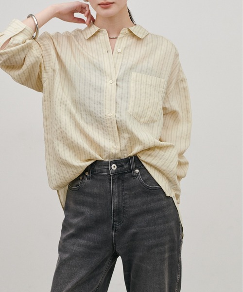 LARUTA（ラルータ）の「【LARUTA】［WEB限定］ダブルストライプシャツ（シャツ/ブラウス・レディース・イエロー/ブラウン/オフホワイト・MEDIUM）」の21枚目の写真