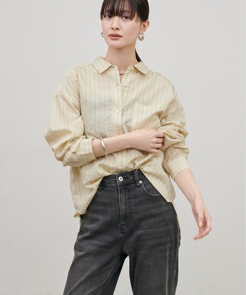LARUTA（ラルータ）の「【LARUTA】［WEB限定］ダブルストライプシャツ（シャツ/ブラウス・レディース・イエロー/ブラウン/オフホワイト・MEDIUM）」の12枚目の写真
