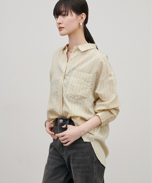 LARUTA（ラルータ）の「【LARUTA】［WEB限定］ダブルストライプシャツ（シャツ/ブラウス・レディース・イエロー/ブラウン/オフホワイト・MEDIUM）」の13枚目の写真