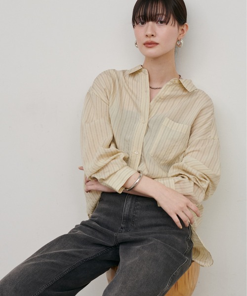 LARUTA（ラルータ）の「【LARUTA】［WEB限定］ダブルストライプシャツ（シャツ/ブラウス・レディース・イエロー/ブラウン/オフホワイト・MEDIUM）」の15枚目の写真