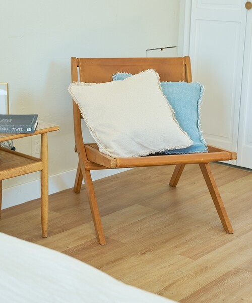 collex（コレックス）の「【RugRu】JASON クッションカバー 45×45 フリンジクッションカバー（クッション/クッションカバー・レディース・アイボリー/ブルー・フリー）」の5枚目の写真
