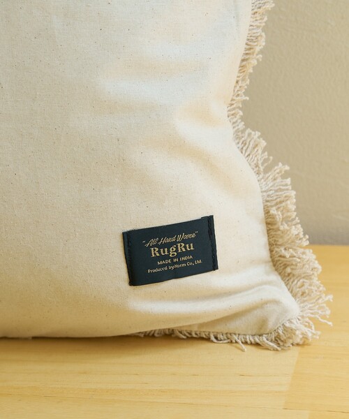 collex（コレックス）の「【RugRu】JASON クッションカバー 45×45 フリンジクッションカバー（クッション/クッションカバー・レディース・アイボリー/ブルー・フリー）」の3枚目の写真