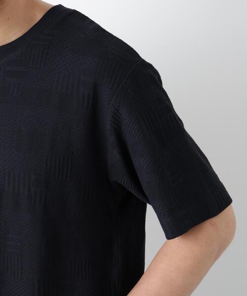 NANO universe(ナノユニバース)の「リンクスジャガードTシャツ 半袖(Tシャツ/カットソー・メンズ・ネイビー/ホワイト/ブラック・L/M/S)」の14枚目の写真