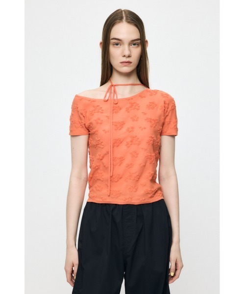 MOUSSY(マウジー)の「FLORAL JACQUARD CUT トップス(Tシャツ/カットソー・レディース・オレンジ/ブラック/オフホワイト・FREE)」の5枚目の写真