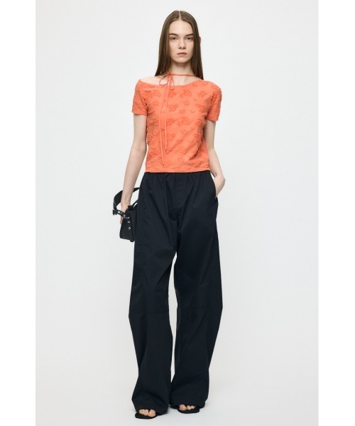 MOUSSY(マウジー)の「FLORAL JACQUARD CUT トップス(Tシャツ/カットソー・レディース・オレンジ/ブラック/オフホワイト・FREE)」の6枚目の写真