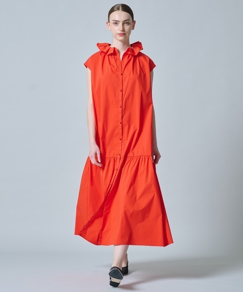 DOUBLE STANDARD CLOTHING(ダブルスタンダードクロージング)の「タイプライターフリルネックワンピース(ワンピース・レディース・レッド/ブラック・36/38)」の4枚目の写真
