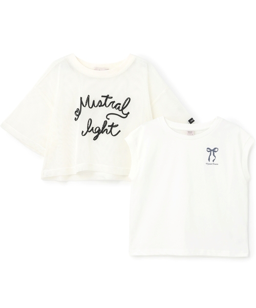 mezzo piano Junior（メゾピアノジュニア）の「コード刺しゅうメッシュTシャツ×【接触冷感】Tシャツセット（Tシャツ/カットソー・キッズ・ブラック/アイボリー・L:160cm/M:150cm/S:140cm）」の9枚目の写真
