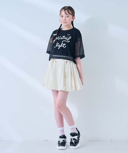 mezzo piano Junior（メゾピアノジュニア）の「コード刺しゅうメッシュTシャツ×【接触冷感】Tシャツセット（Tシャツ/カットソー・キッズ・ブラック/アイボリー・L:160cm/M:150cm/S:140cm）」の13枚目の写真