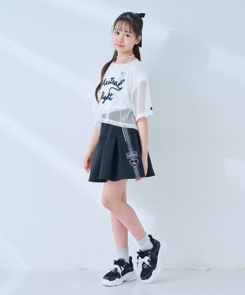 mezzo piano Junior（メゾピアノジュニア）の「コード刺しゅうメッシュTシャツ×【接触冷感】Tシャツセット（Tシャツ/カットソー・キッズ・ブラック/アイボリー・L:160cm/M:150cm/S:140cm）」の12枚目の写真