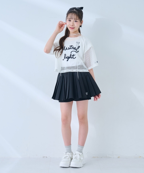 mezzo piano Junior（メゾピアノジュニア）の「コード刺しゅうメッシュTシャツ×【接触冷感】Tシャツセット（Tシャツ/カットソー・キッズ・ブラック/アイボリー・L:160cm/M:150cm/S:140cm）」の11枚目の写真