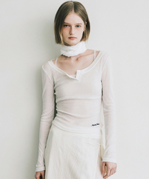 SOFT BUTTON SLIM TOP_IVORY