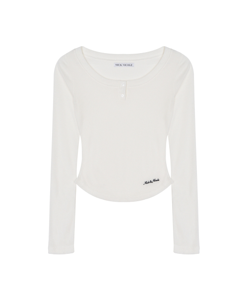 NICK&NICOLE(ニックアンドニコール)の「SOFT BUTTON SLIM TOP_IVORY(Tシャツ/カットソー・レディース・その他・FREE)」の4枚目の写真