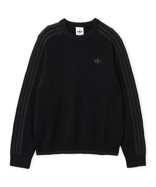 adidas(アディダス)の「adidas 3 STRIPES FLUFFY KNIT CREW / アディダス 3 ストライプス フラッフィー ニット クルー(ニット/セーター・メンズ・ブラック・S/M/L/XL/XXL)」の5枚目の写真