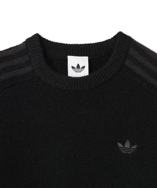 adidas(アディダス)の「adidas 3 STRIPES FLUFFY KNIT CREW / アディダス 3 ストライプス フラッフィー ニット クルー(ニット/セーター・メンズ・ブラック・S/M/L/XL/XXL)」の4枚目の写真