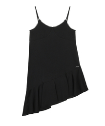 SATIN EMBROIDERY SLIP DRESS_BLACK