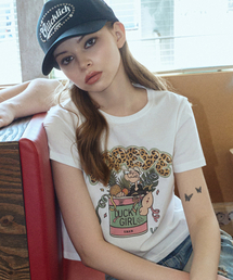 ERER（エルエル）の「Cropped Leopard Popeye Graphic T-Shirt White（Tシャツ/カットソー）」
