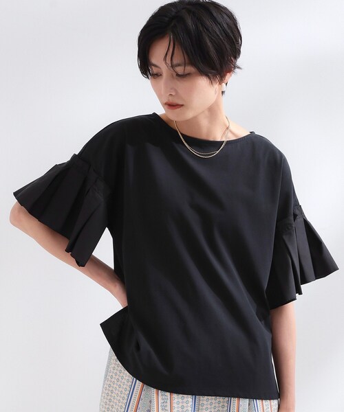 OPAQUE.CLIP(オペークドットクリップ)の「【接触冷感】タックスリーブカットソー《洗濯機OK》(Tシャツ/カットソー・レディース・ブラック/ライトベージュ/パープル/ホワイト・42/40/38)」の9枚目の写真