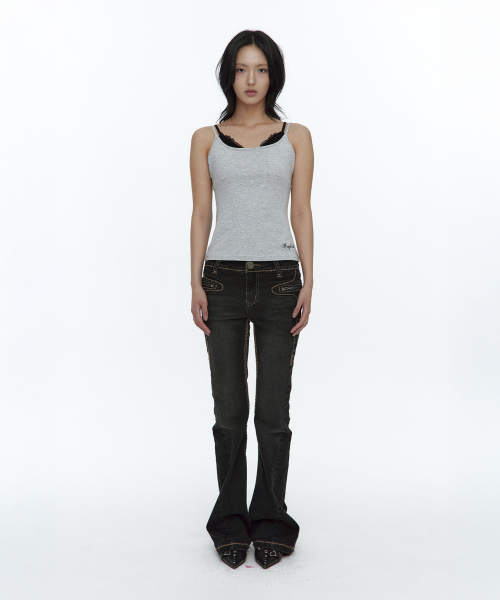 ROUGHNECK（ラフネック）の「Lace Layered Sleeveless Gray（Tシャツ/カットソー・レディース・その他・SMALL/MEDIUM）」の2枚目の写真