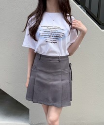 リボンモチーフ英字プリント半袖Tシャツ