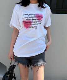 リボンモチーフ英字プリント半袖Tシャツ