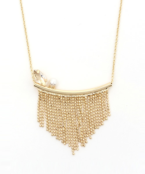 earth music&ecology（アースミュージックアンドエコロジー）の「メタルフリンジビジューネックレス（ネックレス・レディース・ゴールド/シルバー・FREE）」の2枚目の写真