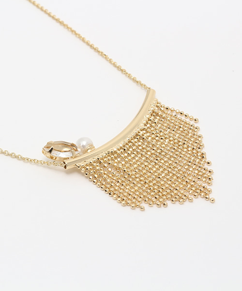 earth music&ecology（アースミュージックアンドエコロジー）の「メタルフリンジビジューネックレス（ネックレス・レディース・ゴールド/シルバー・FREE）」の5枚目の写真