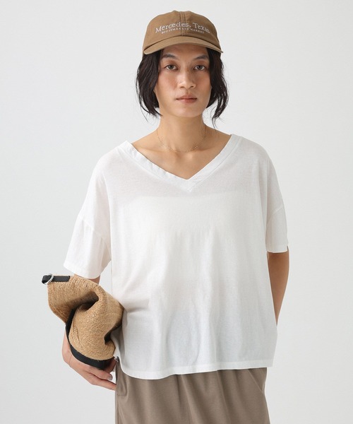 BABYLONE（バビロン）の「ガーメントダイTEE（Tシャツ/カットソー・レディース・サックスブルー/ピンク/カーキ/ホワイト・フリー）」の14枚目の写真