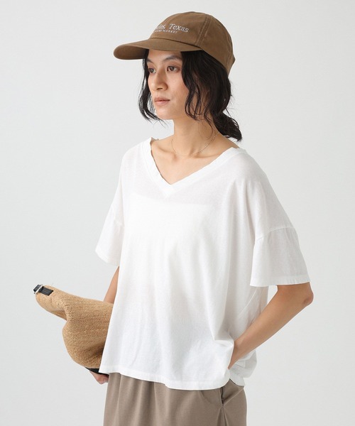 BABYLONE（バビロン）の「ガーメントダイTEE（Tシャツ/カットソー・レディース・サックスブルー/ピンク/カーキ/ホワイト・フリー）」の15枚目の写真