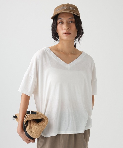 BABYLONE（バビロン）の「ガーメントダイTEE（Tシャツ/カットソー・レディース・サックスブルー/ピンク/カーキ/ホワイト・フリー）」の13枚目の写真