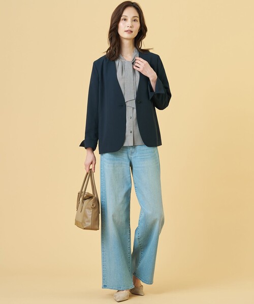 J.PRESS（ジェイプレス）の「【シーンレスに活躍】ウォッシャブルキュプラツイル ボウタイ ブラウス（シャツ/ブラウス・レディース・ブルー系/パープル系1/ダークブラウン系1/ブラック系3・T13/T15）」の13枚目の写真