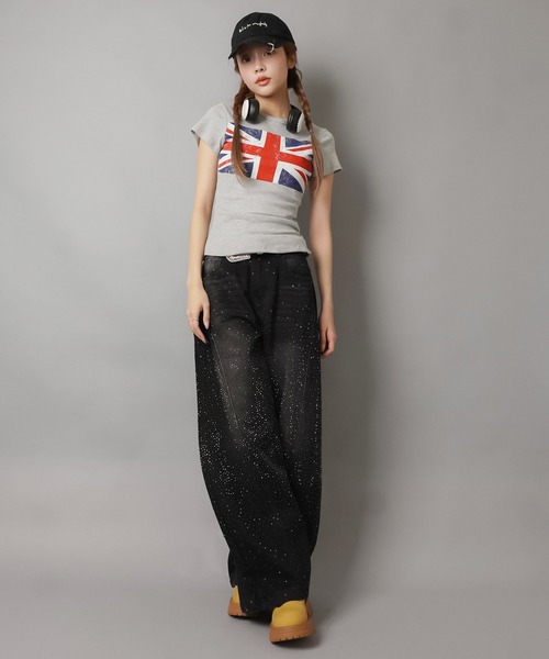SPINNS（スピンズ）の「半袖ピタTシャツ/ユニオンジャック/ストリート女子（Tシャツ/カットソー・レディース・ネイビー/グレー/ブラック/オフホワイト・ONESIZE）」の10枚目の写真