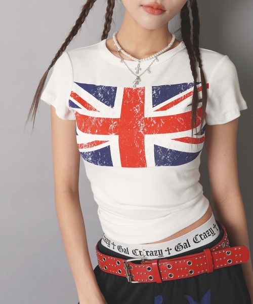 SPINNS（スピンズ）の「半袖ピタTシャツ/ユニオンジャック/ストリート女子（Tシャツ/カットソー・レディース・ネイビー/グレー/ブラック/オフホワイト・ONESIZE）」の18枚目の写真