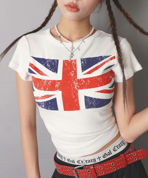 SPINNS（スピンズ）の「半袖ピタTシャツ/ユニオンジャック/ストリート女子（Tシャツ/カットソー・レディース・ネイビー/グレー/ブラック/オフホワイト・ONESIZE）」の22枚目の写真