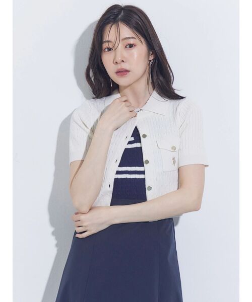MERCURYDUO(マーキュリーデュオ)の「U.S. POLO ASSN.別注ケーブルノースリポロドッキングワンピース(ワンピース・レディース・チャコールグレー/ブラック/ネイビー・FREE)」の12枚目の写真