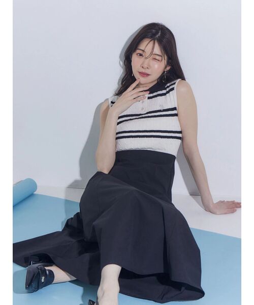 MERCURYDUO(マーキュリーデュオ)の「U.S. POLO ASSN.別注ケーブルノースリポロドッキングワンピース(ワンピース・レディース・チャコールグレー/ブラック/ネイビー・FREE)」の13枚目の写真