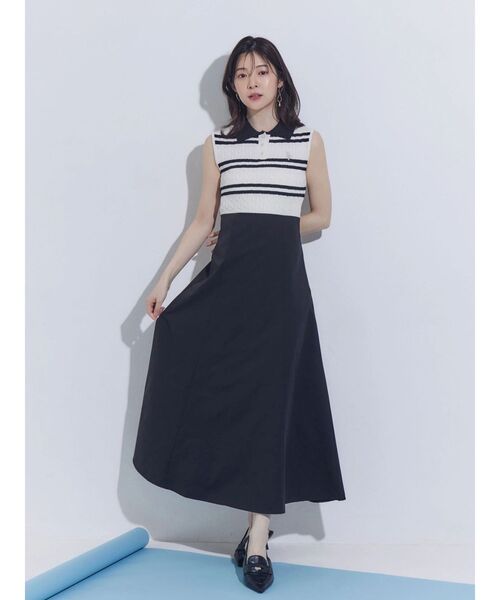 MERCURYDUO(マーキュリーデュオ)の「U.S. POLO ASSN.別注ケーブルノースリポロドッキングワンピース(ワンピース・レディース・チャコールグレー/ブラック/ネイビー・FREE)」の16枚目の写真