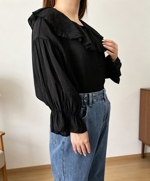 Miniministore（ミニミニストア）の「シアーラッフルブラウス 前後リバーシブル（シャツ/ブラウス・レディース・ホワイト/ブラック・FREE）」の22枚目の写真