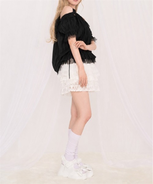 FickleBebe(フィクルベベ)の「リボンオフショルTOPS(シャツ/ブラウス・レディース・ホワイト/ブルー/ピンク/ブラック・FREE)」の14枚目の写真
