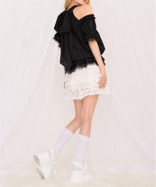 FickleBebe(フィクルベベ)の「リボンオフショルTOPS(シャツ/ブラウス・レディース・ホワイト/ブルー/ピンク/ブラック・FREE)」の15枚目の写真