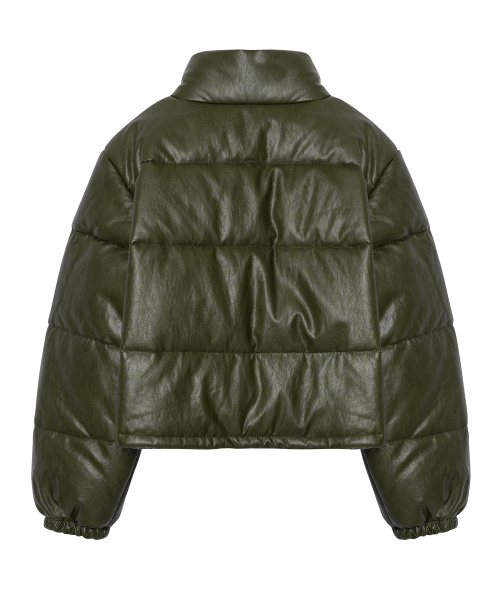 LEFTSEOUL（レフトソウル）の「シンセティックレザーショートパディング[カーキ]（ダウンジャケット/コート・レディース・その他・MEDIUM/SMALL）」の2枚目の写真
