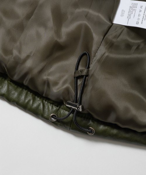 LEFTSEOUL（レフトソウル）の「シンセティックレザーショートパディング[カーキ]（ダウンジャケット/コート・レディース・その他・MEDIUM/SMALL）」の4枚目の写真