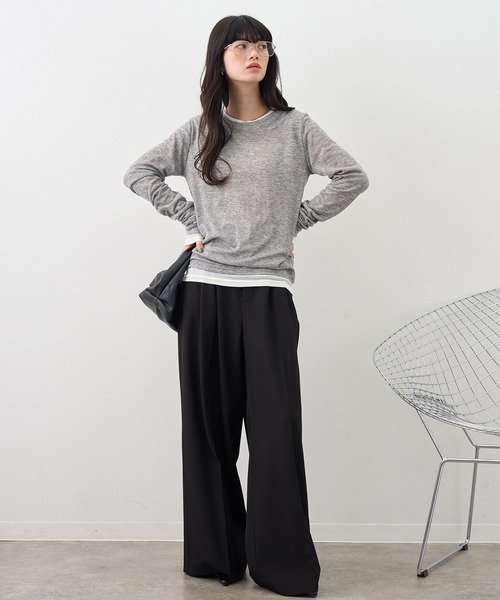 NOGLE(ノグル)の「【NOGLE/ノグル】2セットパック シアーカラーロンT(Tシャツ/カットソー・レディース・ブラック系/グレー系/ブラウン系/イエロー系/ワイン系・FREE)」の8枚目の写真