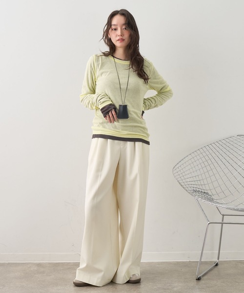 NOGLE（ノグル）の「【NOGLE/ノグル】2セットパック シアーカラーロンT（Tシャツ/カットソー・レディース・ブラック系/グレー系/ブラウン系/イエロー系/ワイン系・FREE）」の13枚目の写真