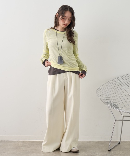 NOGLE（ノグル）の「【NOGLE/ノグル】2セットパック シアーカラーロンT（Tシャツ/カットソー・レディース・ブラック系/グレー系/ブラウン系/イエロー系/ワイン系・FREE）」の18枚目の写真