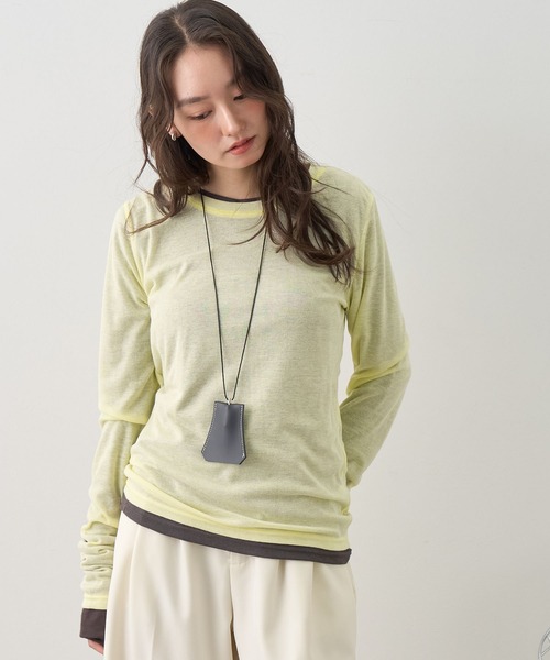 NOGLE（ノグル）の「【NOGLE/ノグル】2セットパック シアーカラーロンT（Tシャツ/カットソー・レディース・ブラック系/グレー系/ブラウン系/イエロー系/ワイン系・FREE）」の17枚目の写真