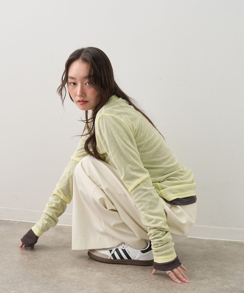 NOGLE（ノグル）の「【NOGLE/ノグル】2セットパック シアーカラーロンT（Tシャツ/カットソー・レディース・ブラック系/グレー系/ブラウン系/イエロー系/ワイン系・FREE）」の20枚目の写真