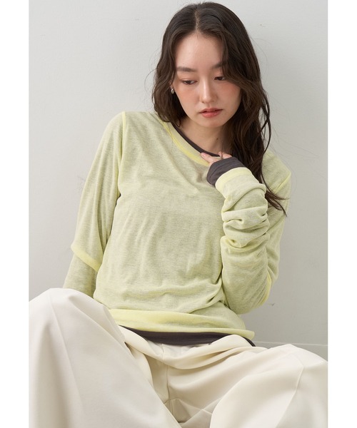 NOGLE(ノグル)の「【NOGLE/ノグル】2セットパック シアーカラーロンT(Tシャツ/カットソー・レディース・ブラック系/グレー系/ブラウン系/イエロー系/ワイン系・FREE)」の16枚目の写真